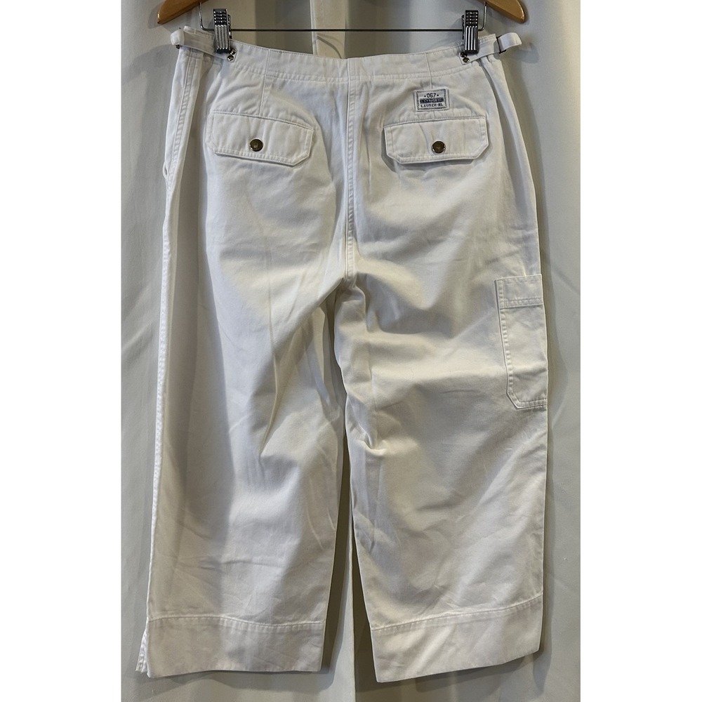 Lauren Ralph Lauren Capri Crop Pants‎ Size 8 White Cotton Cargo Pockets - Picture 3 of 6